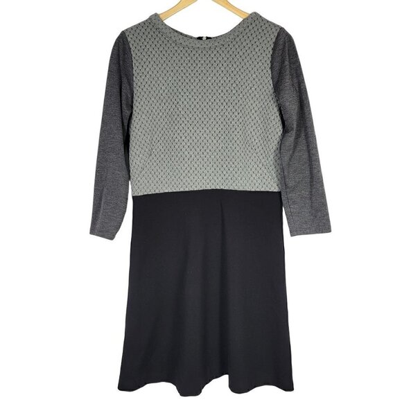 Ann Taylor Loft Women's Quilted 3/4 Sleeve Grey Dress Size 8 - Picture 1 of 13